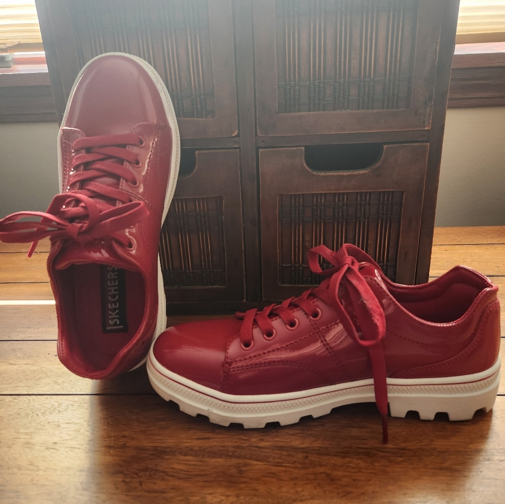 Red Patent Leather Sketchers Shoes